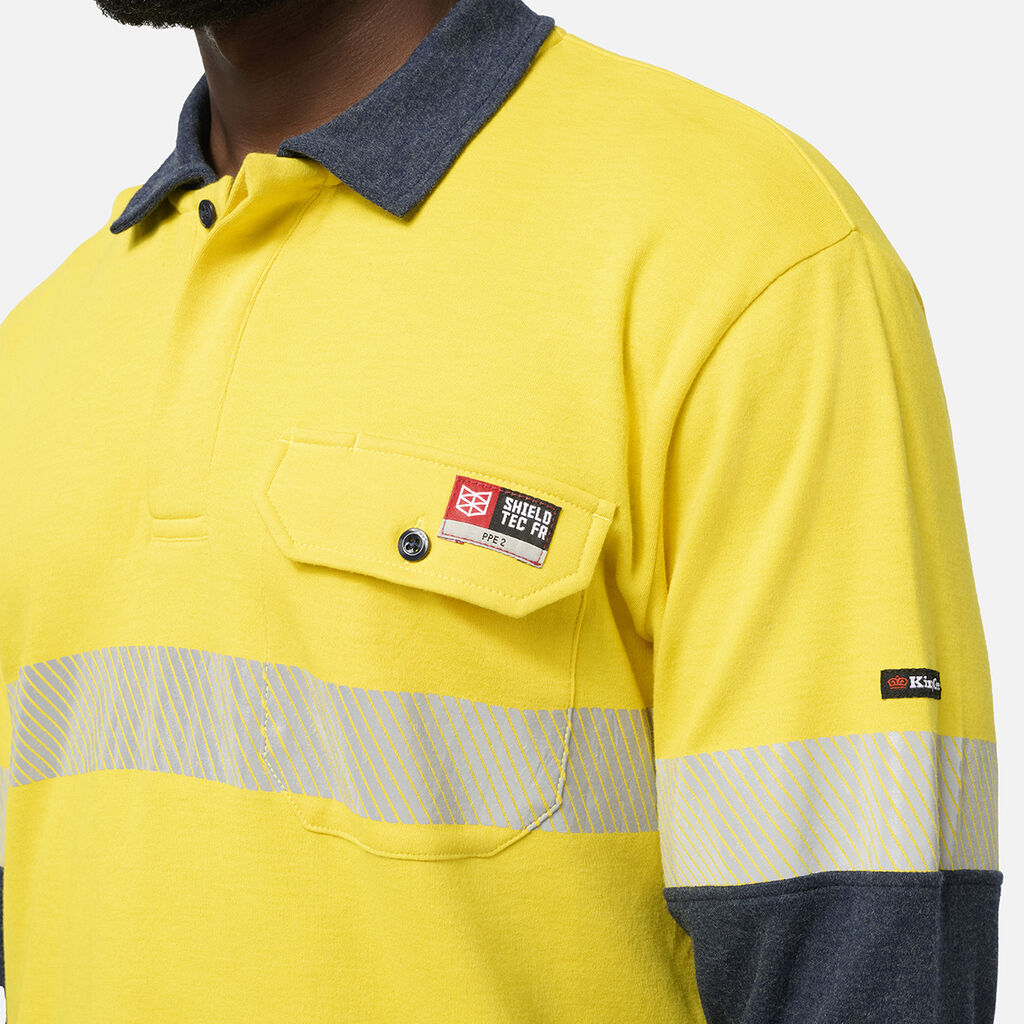 KingGee K84008 Shield Tec Fr Hi-vis Spliced Polo With Fr Tape