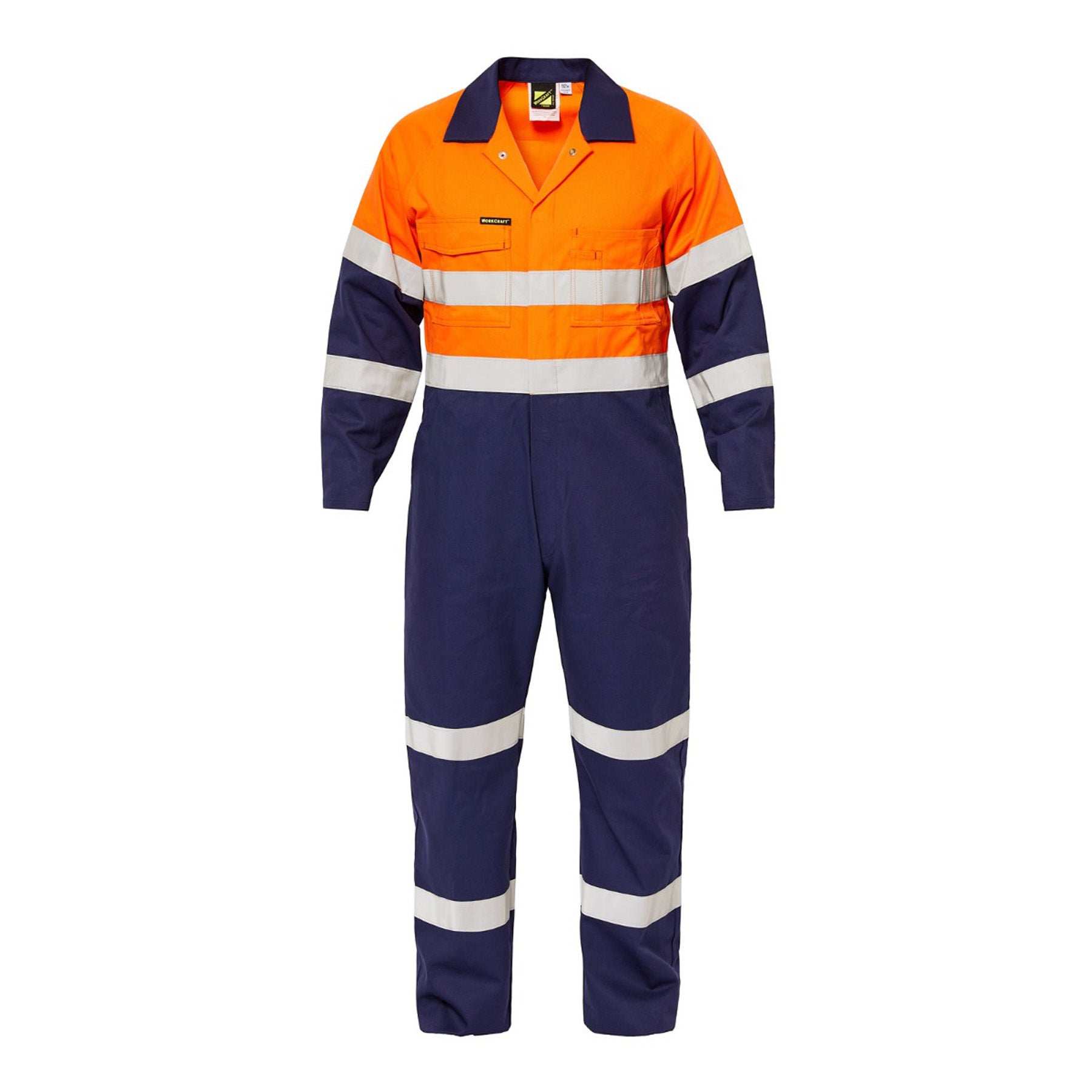 Workcraft WC3063 Hi-vis Two Tone Cotton Drill Coverall With Industrial Laundry Reflective Tape