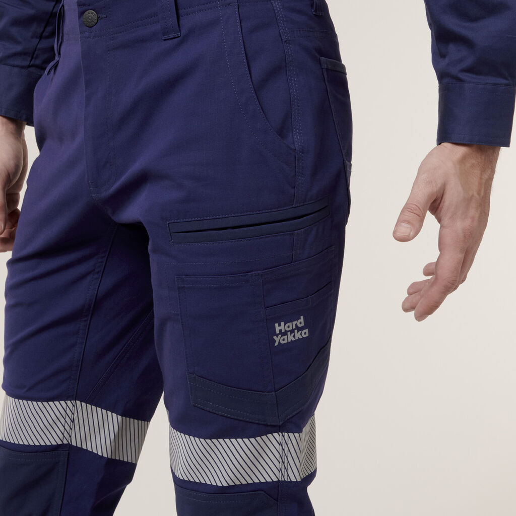 Hard Yakka Y02586 Raptor Cuff Pants With Tape-Navy