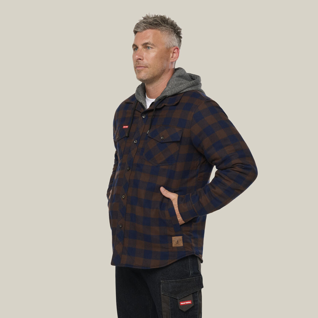 Hard Yakka Y06690 Quilted Flannel Hooded Shacket
