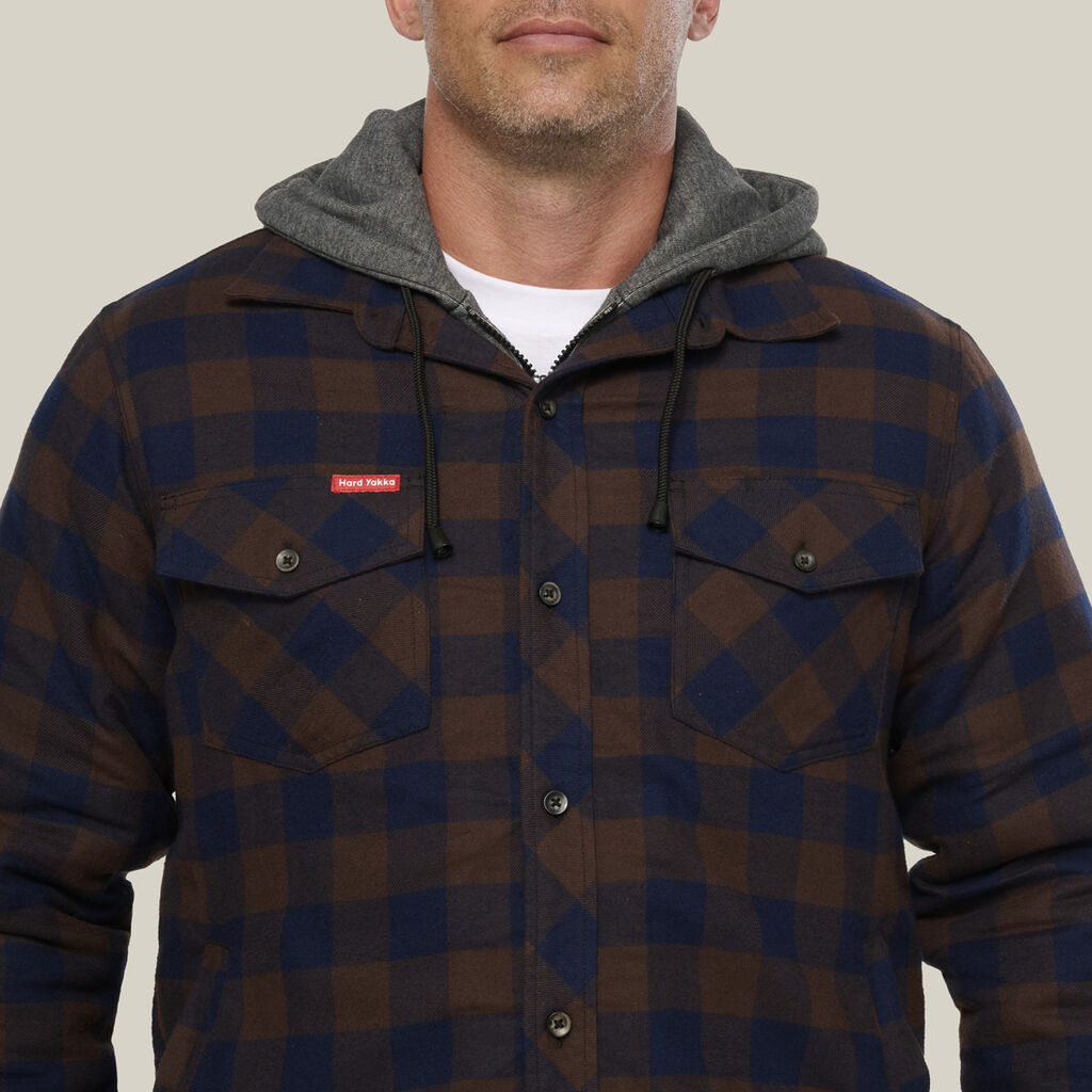Hard Yakka Y06690 Quilted Flannel Hooded Shacket