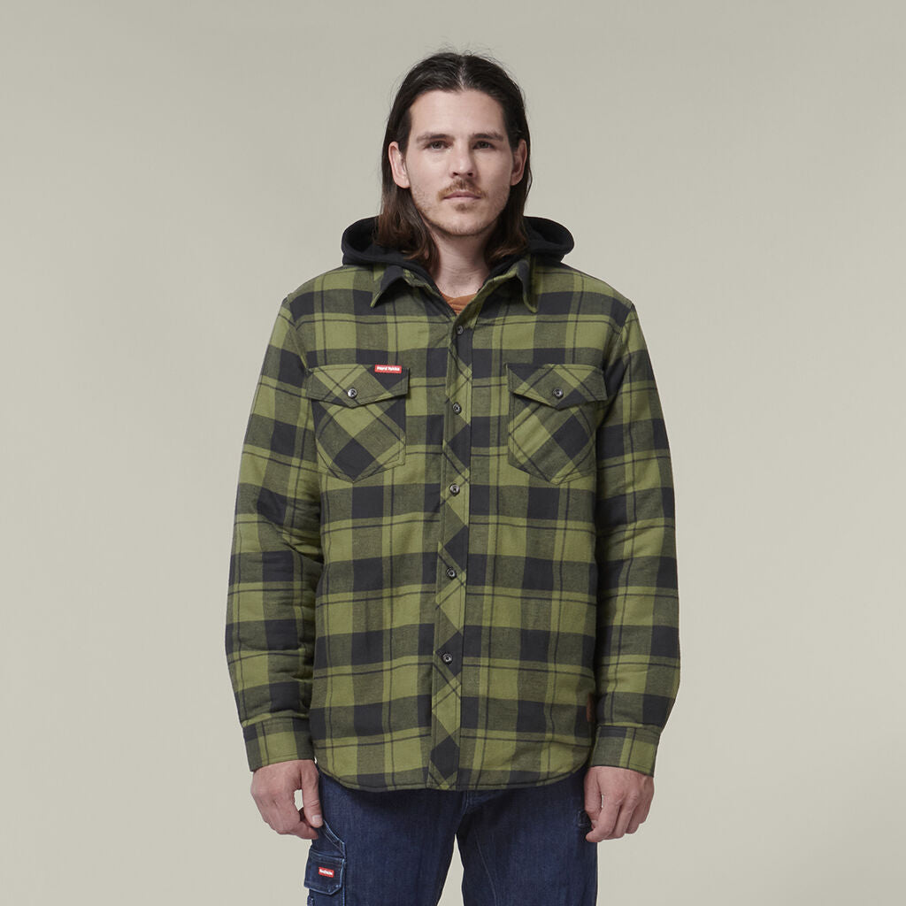 Hard Yakka Quilted Flannel Hooded Shacket Motoman - Main Image