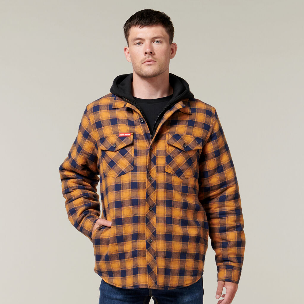Hard Yakka Y06690 Quilted Flannel Hooded Shacket
