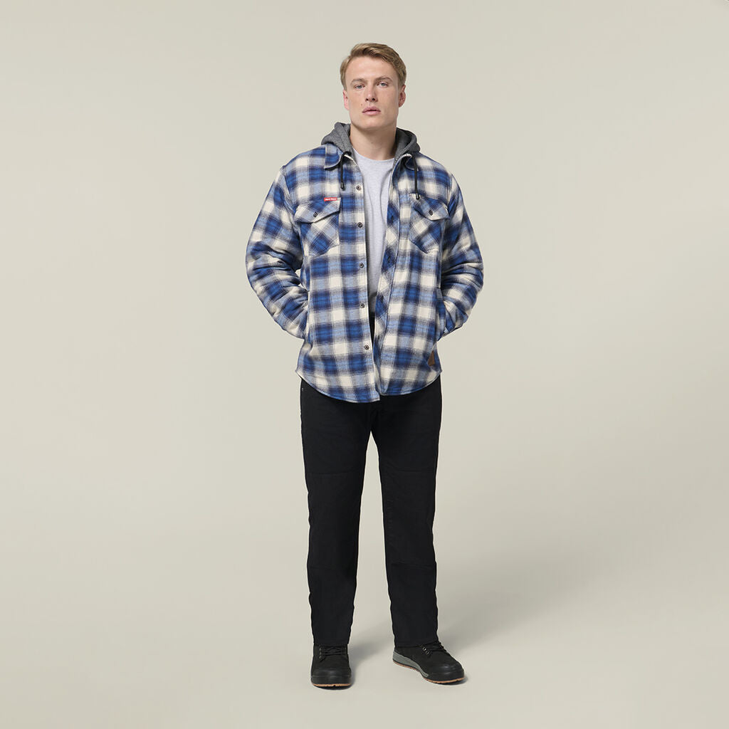 Hard Yakka Y06690 Quilted Flannel Hooded Shacket