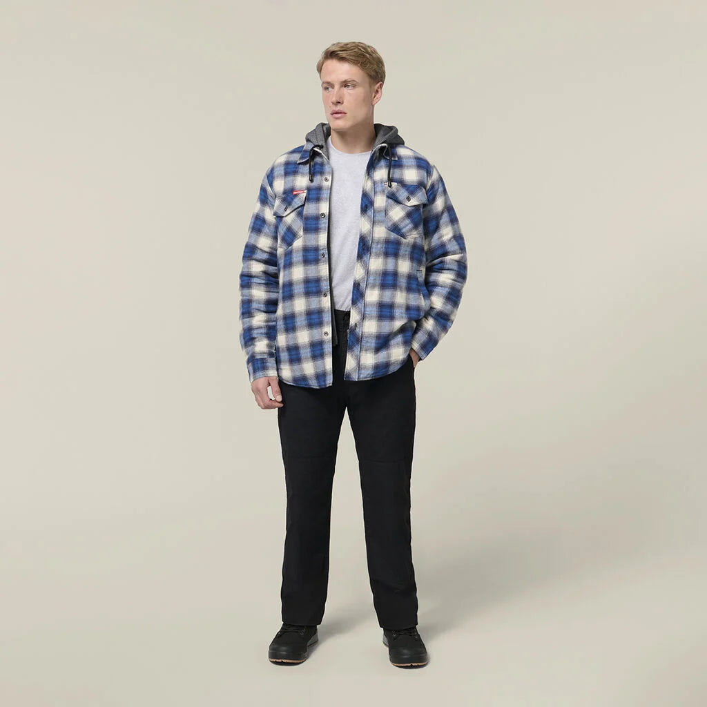 Hard Yakka Y06690 Quilted Flannel Hooded Shacket