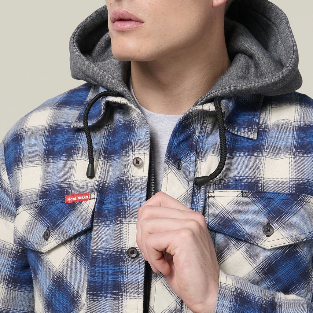 Hard Yakka Y06690 Quilted Flannel Hooded Shacket