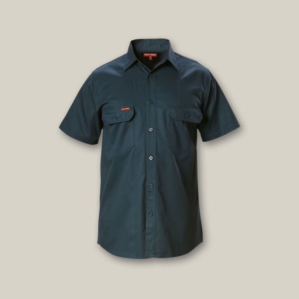 Hard Yakka Y07510 Short Sleeve Open Front Cotton Drill Work Shirt
