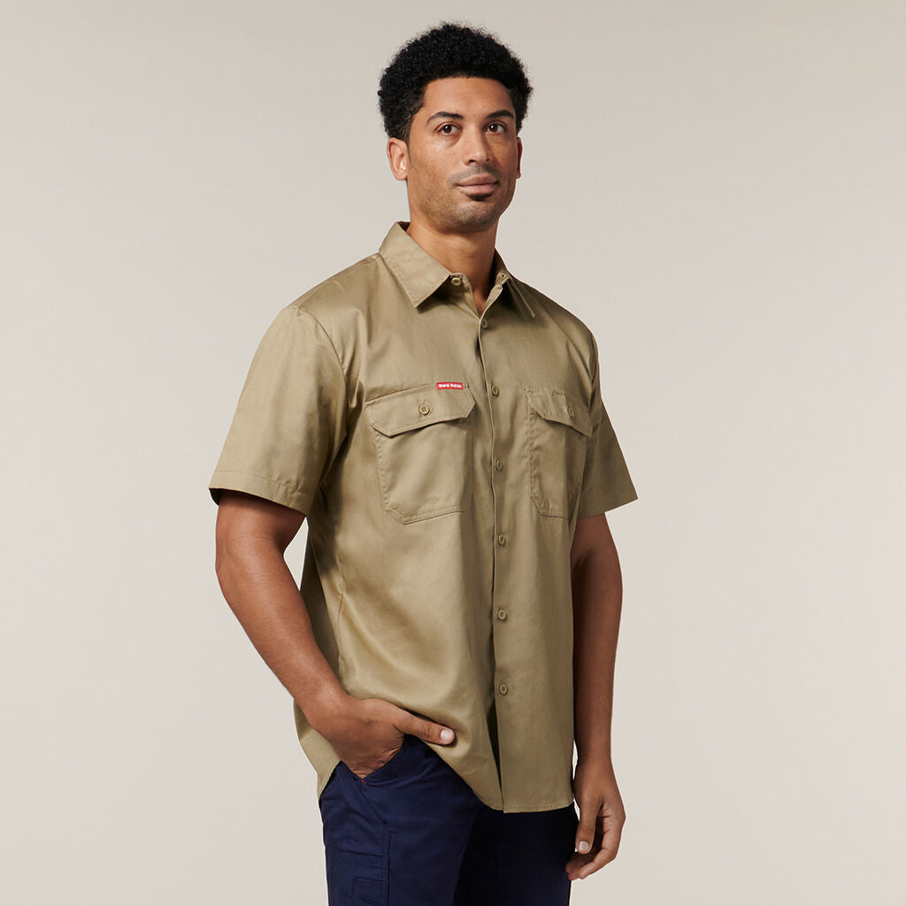Hard Yakka Y07510 Short Sleeve Open Front Cotton Drill Work Shirt