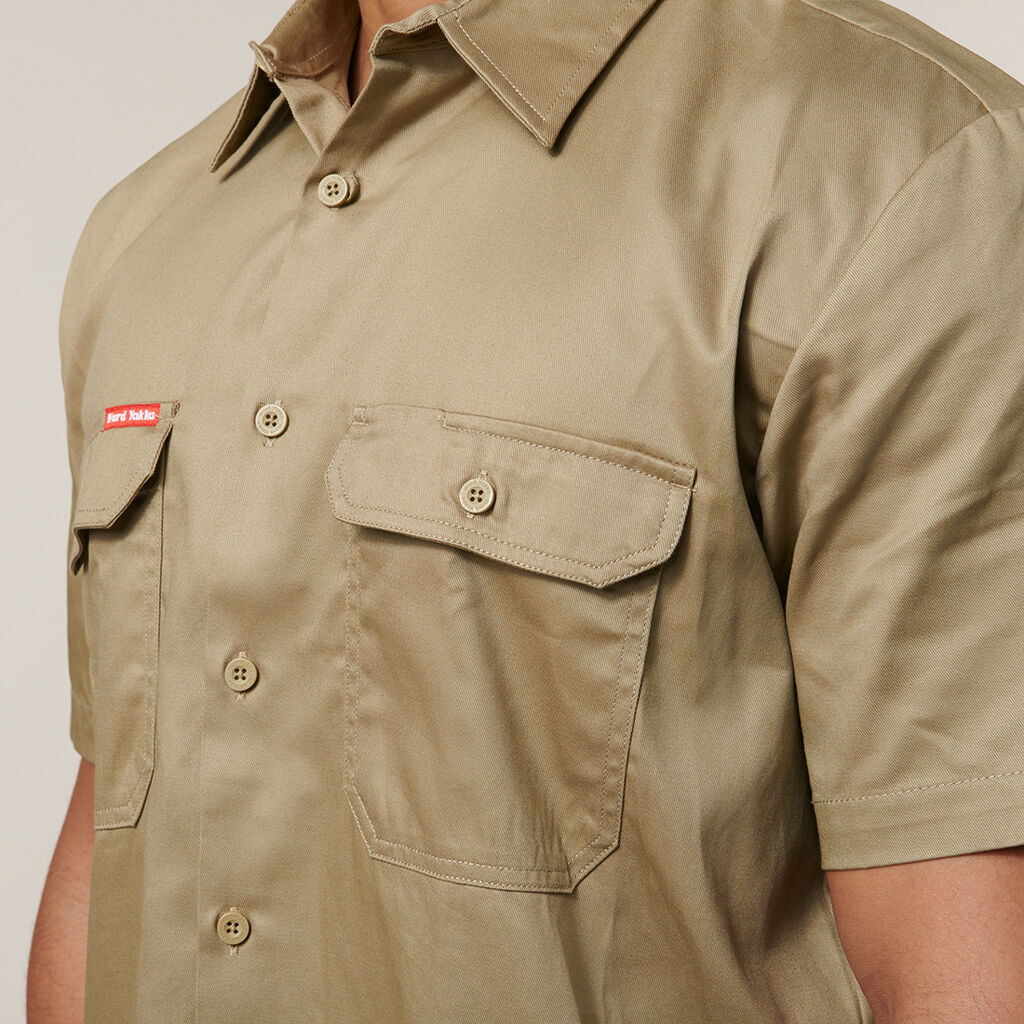 Hard Yakka Y07510 Short Sleeve Open Front Cotton Drill Work Shirt
