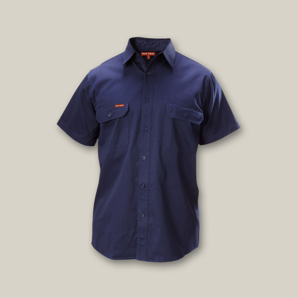 Hard Yakka Y07510 Short Sleeve Open Front Cotton Drill Work Shirt