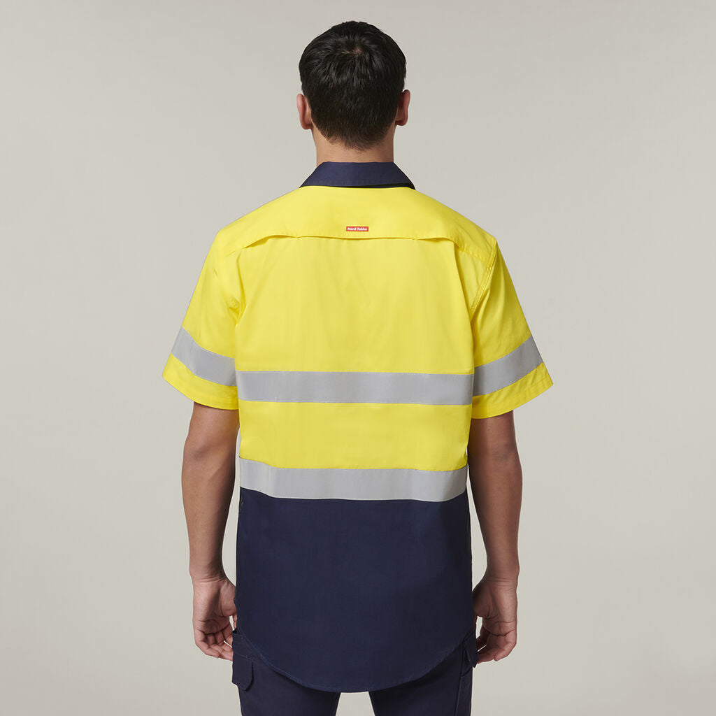 Hard Yakka Y07754 Short Sleeve Hi Vis 2 Tone Taped Vented Shirt