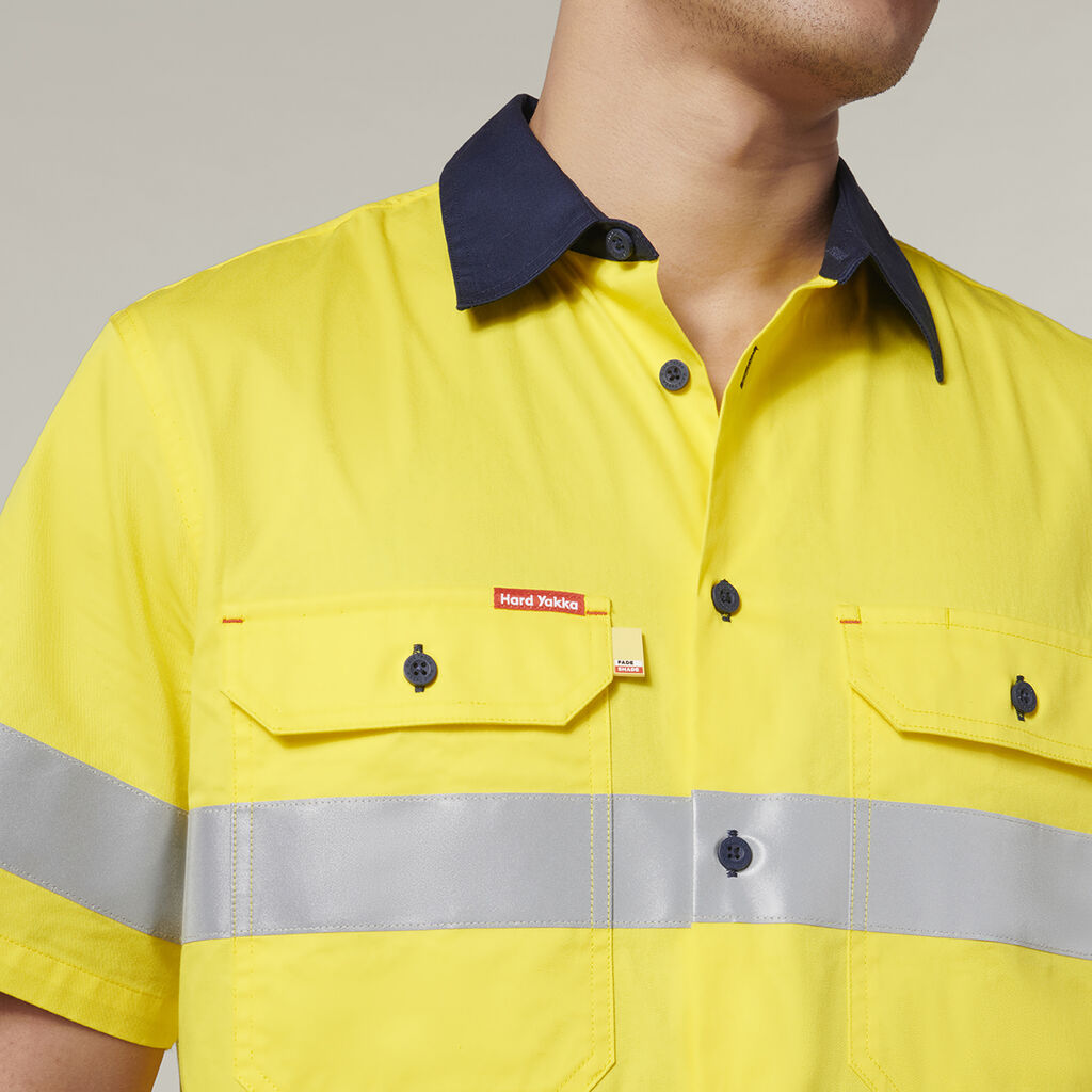 Hard Yakka Y07754 Short Sleeve Hi Vis 2 Tone Taped Vented Shirt