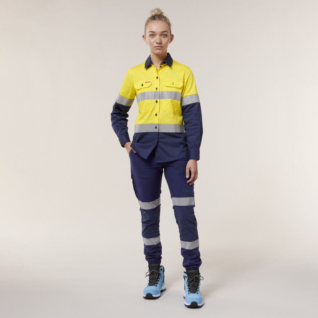 Hard Yakka Y08411 Women's Raptor Cuff Pants With Tape-Navy