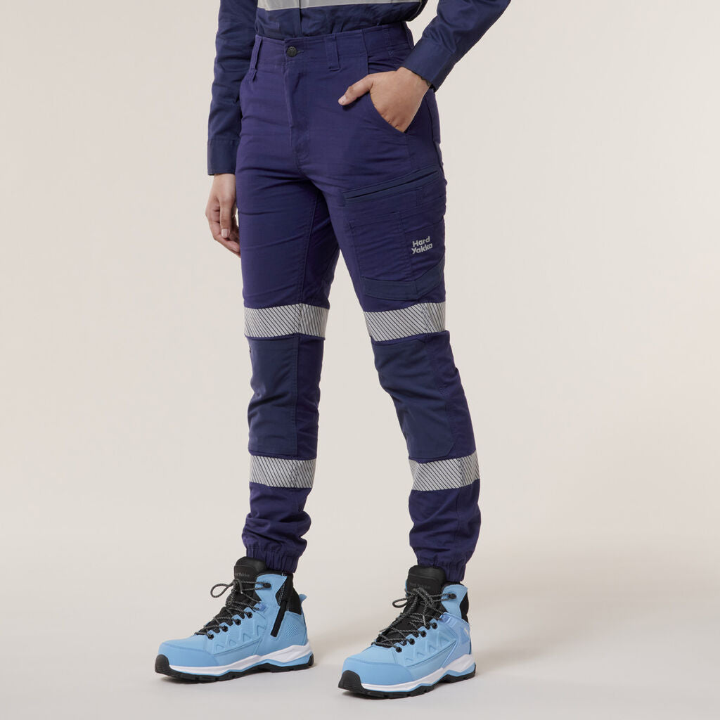 Hard Yakka Y08411 Women's Raptor Cuff Pants With Tape-Navy