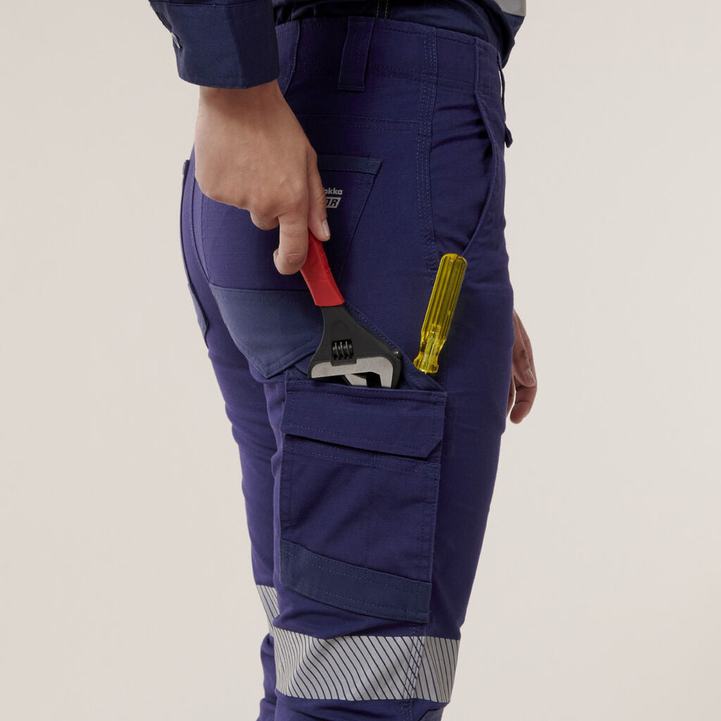 Hard Yakka Y08411 Women's Raptor Cuff Pants With Tape-Navy