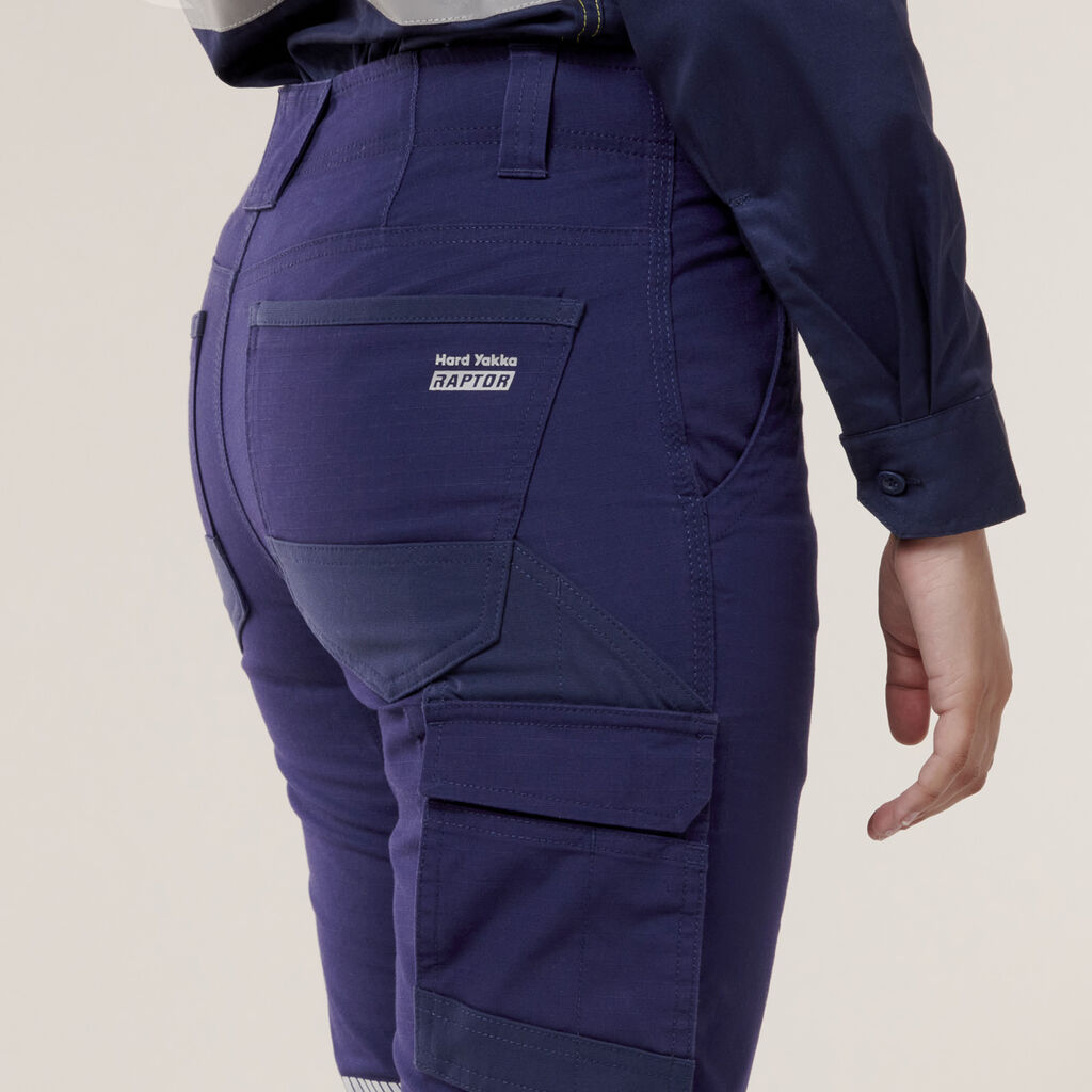 Hard Yakka Y08411 Women's Raptor Cuff Pants With Tape-Navy