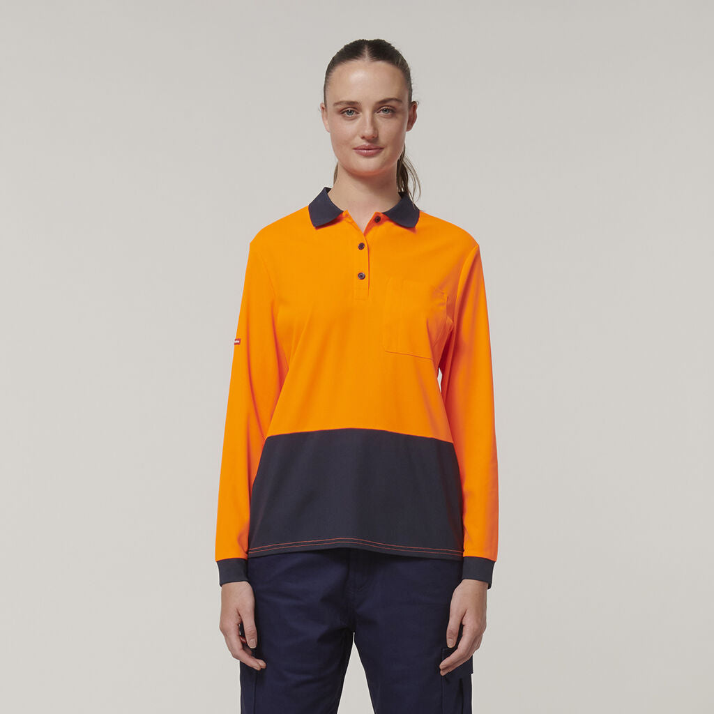Hard Yakka Y08603 Women's Long Sleeve Hi Vis Polo