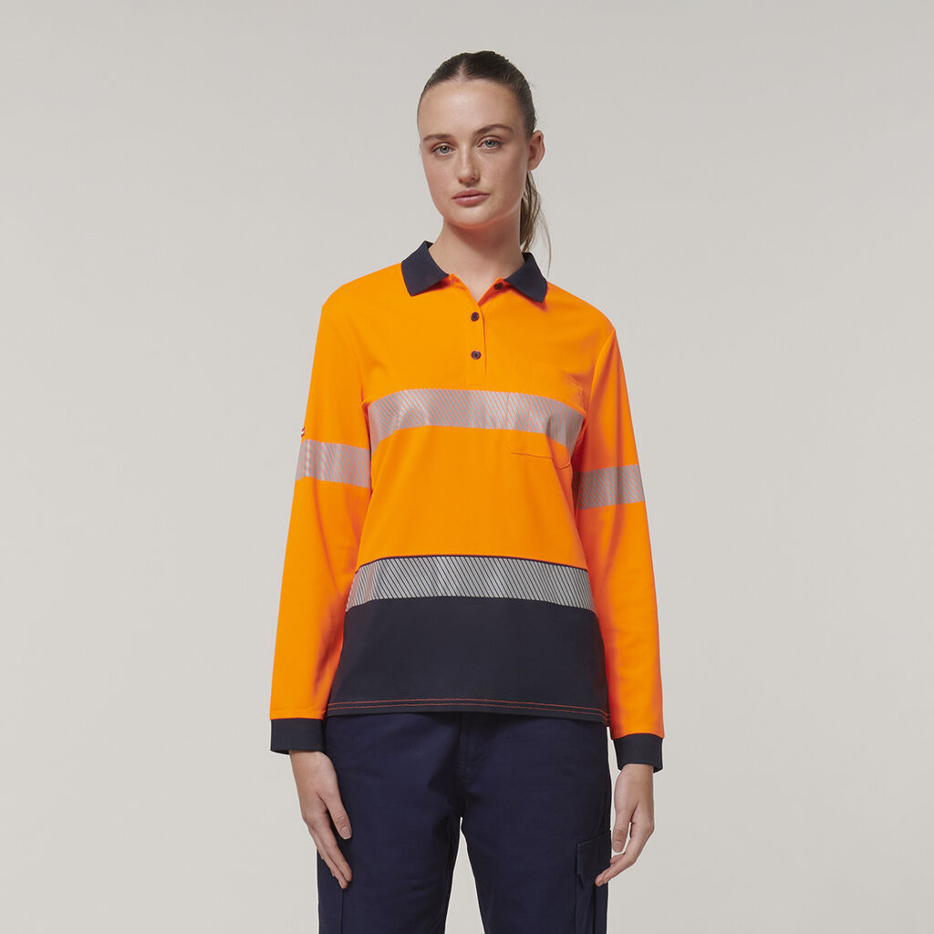 Hard Yakka Y08604 Women's Long Sleeve Hi Vis Taped Polo