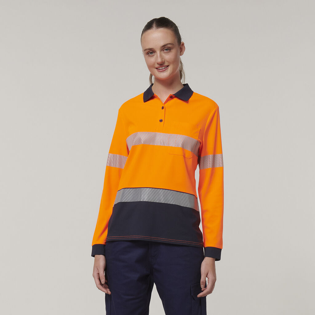 Hard Yakka Y08604 Women's Long Sleeve Hi Vis Taped Polo