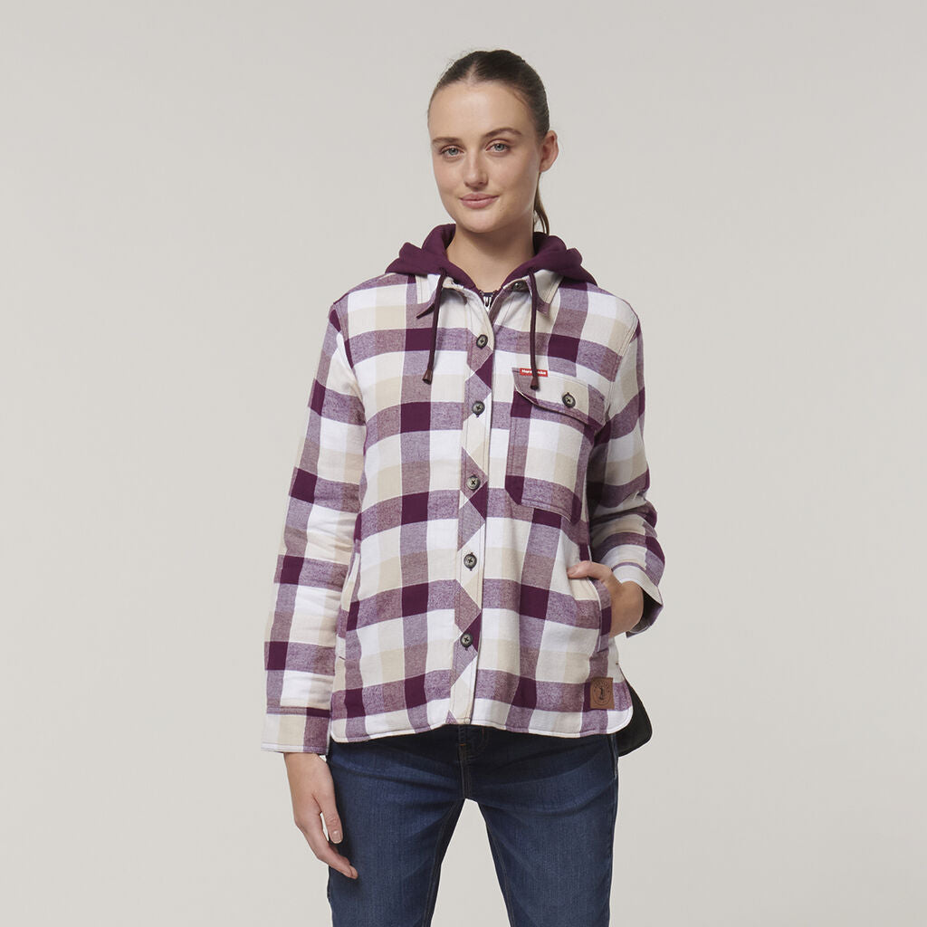 Hard Yakka Y08748 Women's Quilted Shacket-Potent Purple