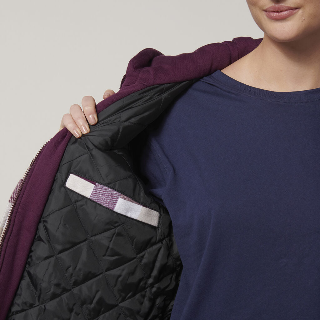 Hard Yakka Y08748 Women's Quilted Shacket-Potent Purple