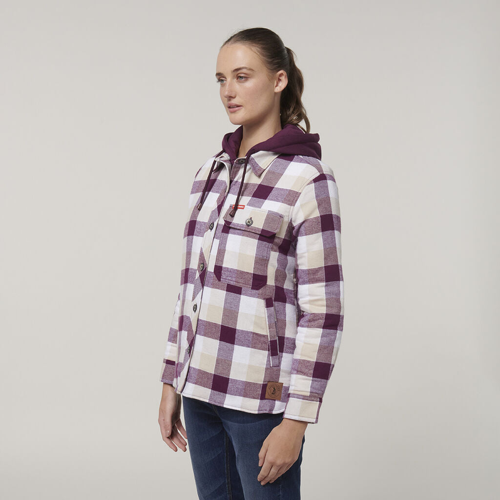 Hard Yakka Y08748 Women's Quilted Shacket-Potent Purple
