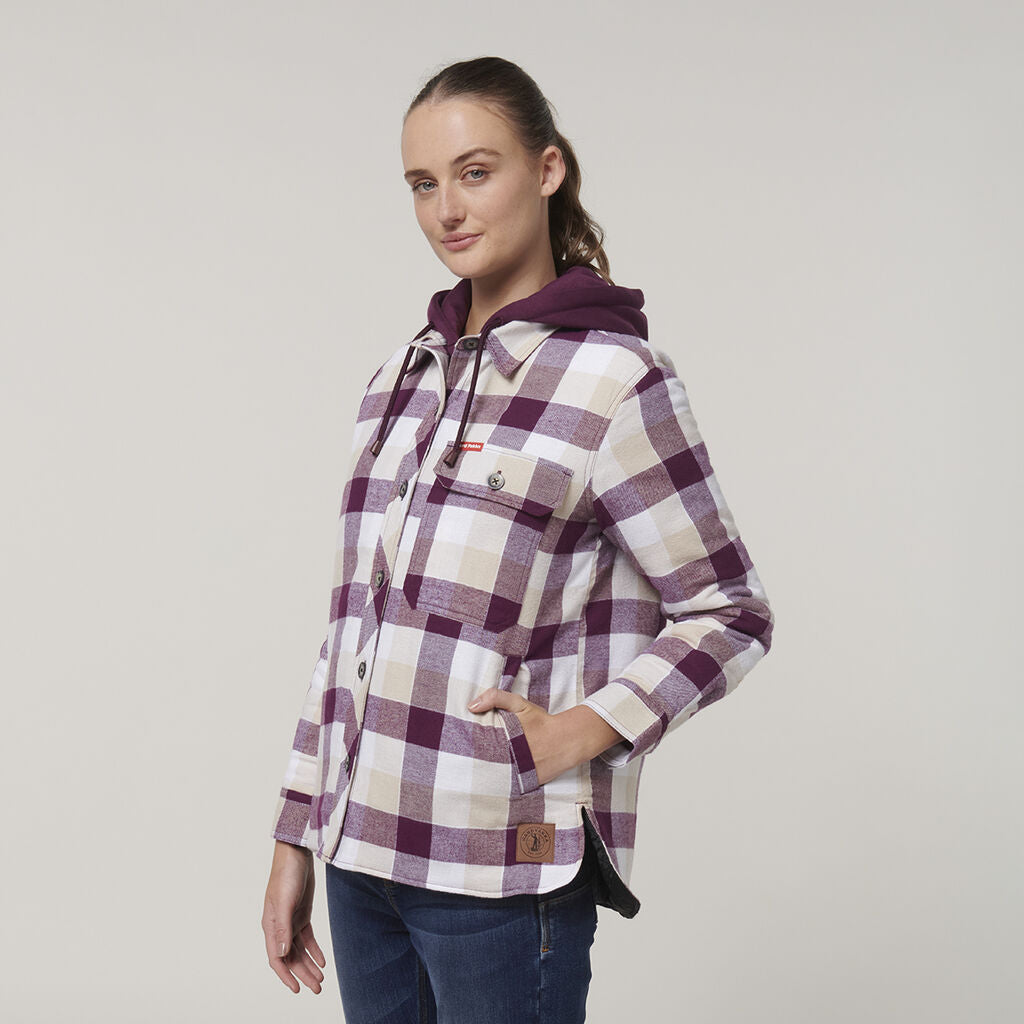 Hard Yakka Y08748 Women's Quilted Shacket-Potent Purple