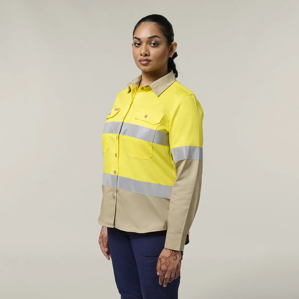Hard Yakka Y08805 Core Women's Hi-vis Lightweight 2tone Taped Shirt