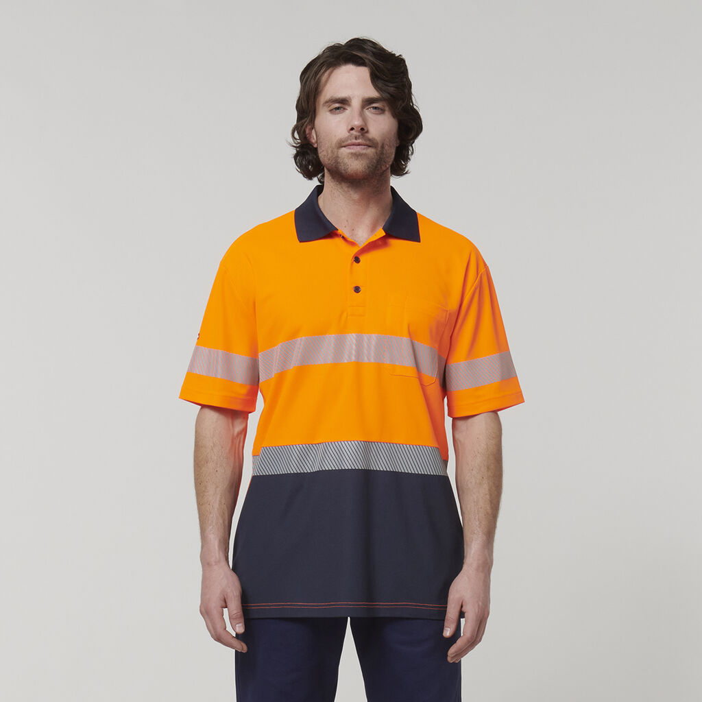 Hard Yakka Y19618 Men's Short Sleeve Hi Vis Taped Polo
