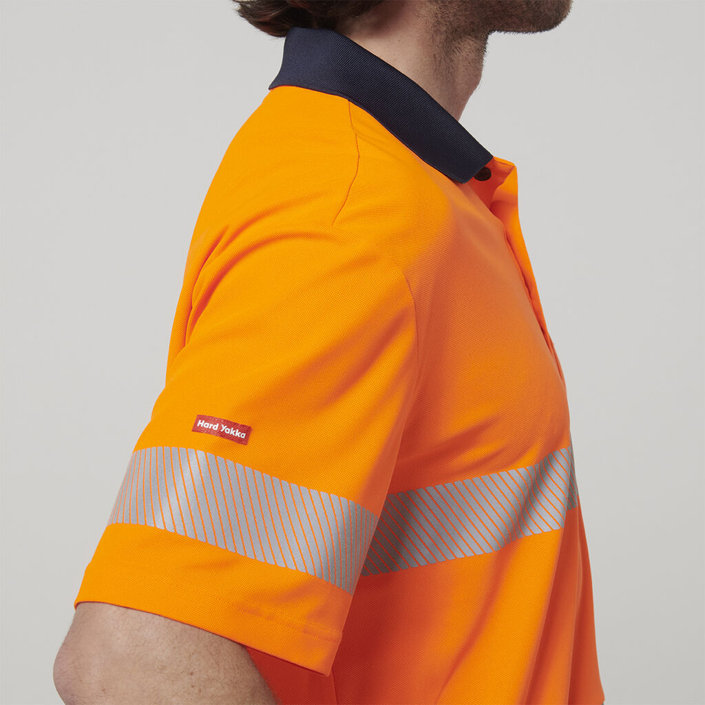 Hard Yakka Y19618 Men's Short Sleeve Hi Vis Taped Polo