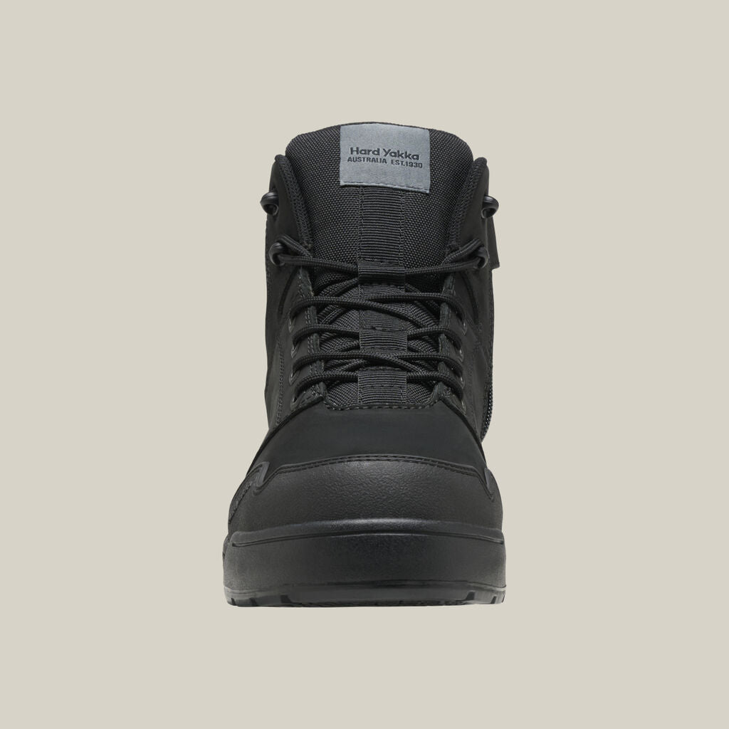 Hard Yakka Y60123 Evolution Lace Up & Side ZIP 5" Steel Toe Safety Boot - Black
