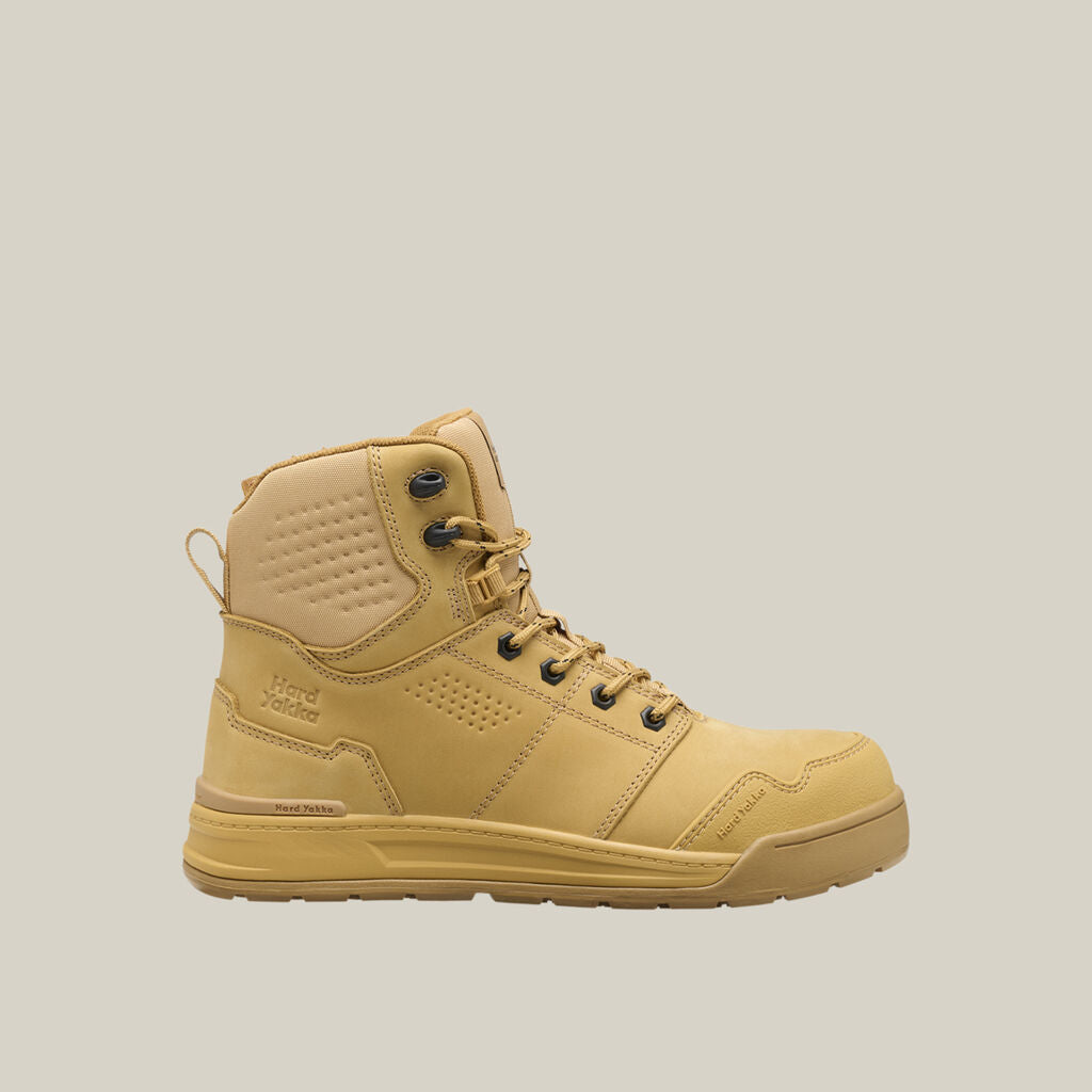 Hard Yakka Y60137 Evolution Lace Up & Side ZIP 6" Steel Toe Safety Boot - Wheat