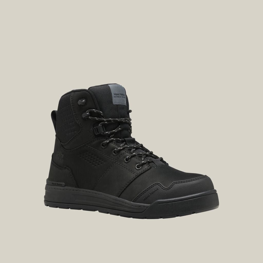 Hard Yakka Y60138 Evolution Lace up & Side Zip 6" Steel Toe Safety Boot - Black
