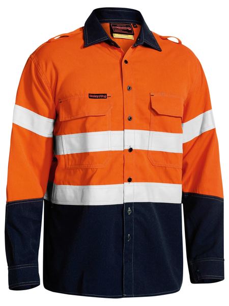 Bisley BS8082T Tencate Tecasafe® Plus 700 Taped Two Tone Hi-vis Fr Vented L/S Shirt