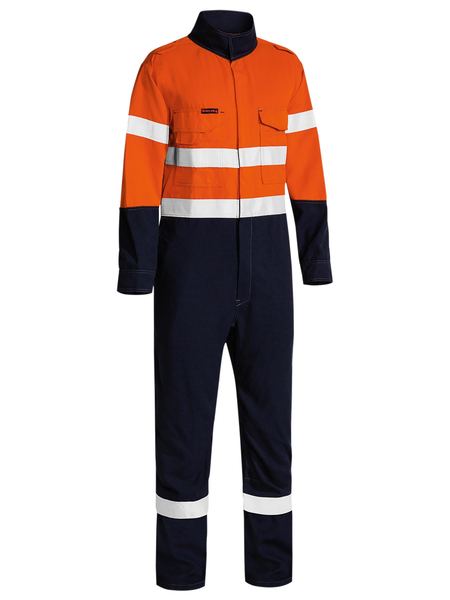 Bisley Tencate Tecasafe® Plus 580 Taped Hi Vis Lightweight Fr Non Vented Engineered Coverall Orange/Navy BC8186T