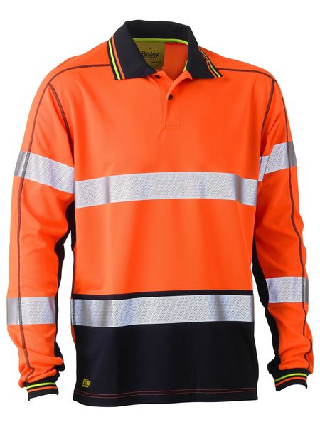 Bisley BK6219T Taped Two Tone Hi-vis Polyester Mesh L/s Polo Shirt