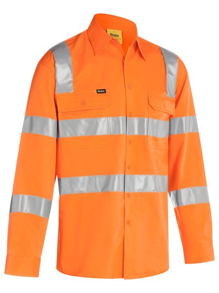 Bisley BS6016T Taped Hi-vis Biomotion Rail Shirt-Orange