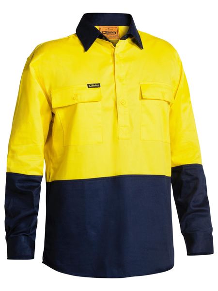 Bisley BSC6267 Two Tone Closed Front Hi-vis Drill L/s Shirt