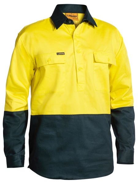 Bisley BSC6267 Two Tone Closed Front Hi-vis Drill L/s Shirt