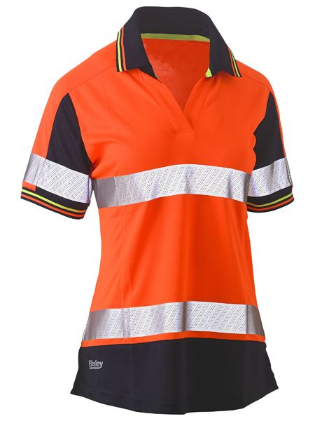 Bisley BKL1225T Women's S/S Taped Two Tone Hi-vis V-Neck Polo