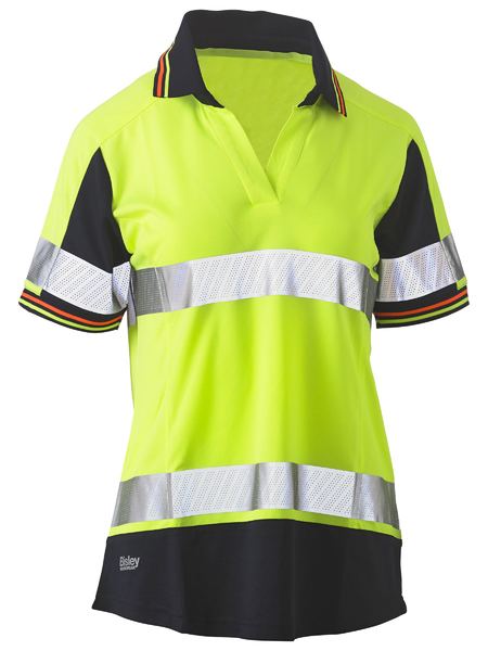 Bisley BKL1225T Women's S/S Taped Two Tone Hi-vis V-Neck Polo
