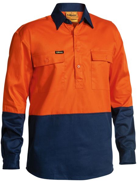 Bisley BSC6267 Two Tone Closed Front Hi-vis Drill L/s Shirt