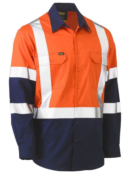 Bisley BS6696XT X Taped Biomotion Two Tone Hi-vis Lightweight Drill Shirt