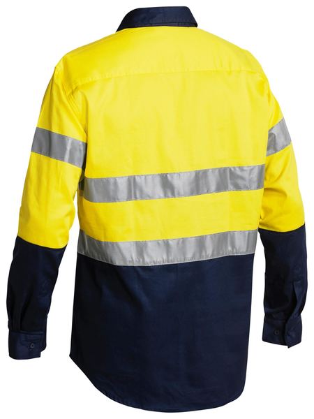 Bisley BTC6456 Two Tone Closed Front Hi-vis Drill 3m Reflective Tape L/S Shirt