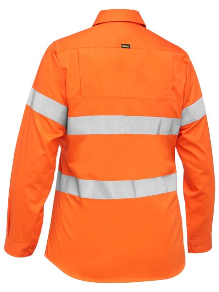 Bisley BL6897 Women’s Taped Hi-vis Cool Lightweight Drill Shirt-Orange