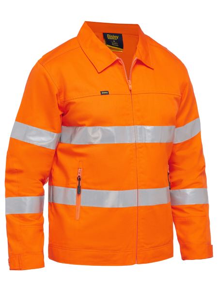 Bisley BJ6919T Taped Hi-vis Drill Jacket With Liquid Repellent Finish-Orange