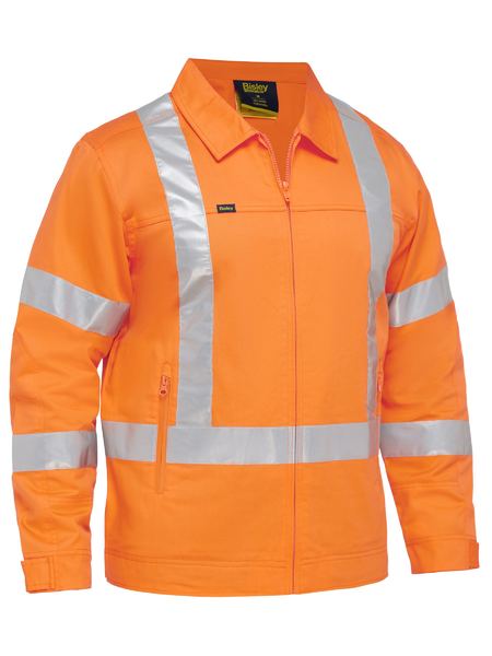 Bisley BJ6919XT X Taped Hi-vis Drill Jacket With Liquid Repellent Finish-Rail Orange