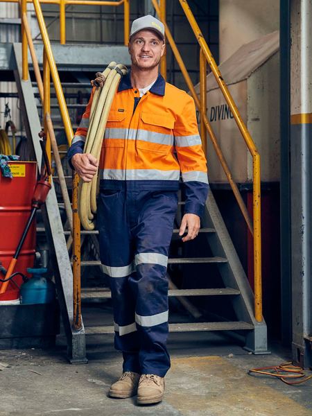 Bisley BC6066T Taped Hi-vis Work Coverall With Waist Zip Opening