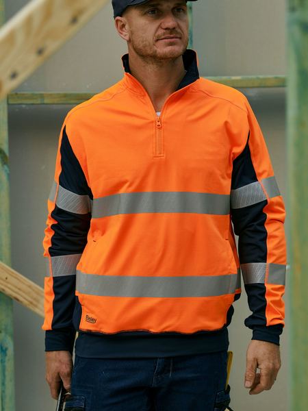 Bisley BK6817T Taped Two Tone Hi-vis Contrast Stretchy 1/4 Zip Pullover