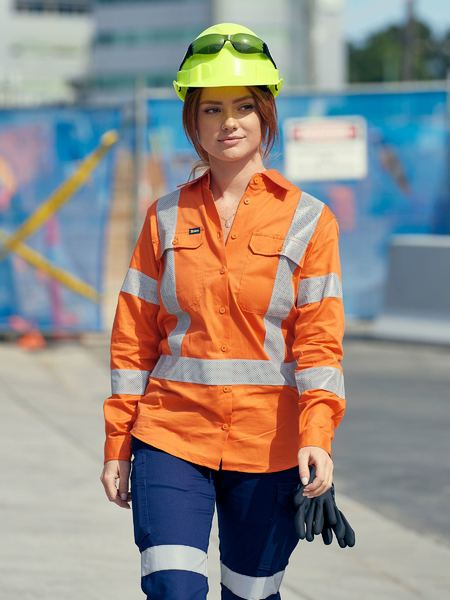 Bisley Bl6166XT Women's Taped X Back Cool Lightweight Hi-vis Drill Rail Shirt